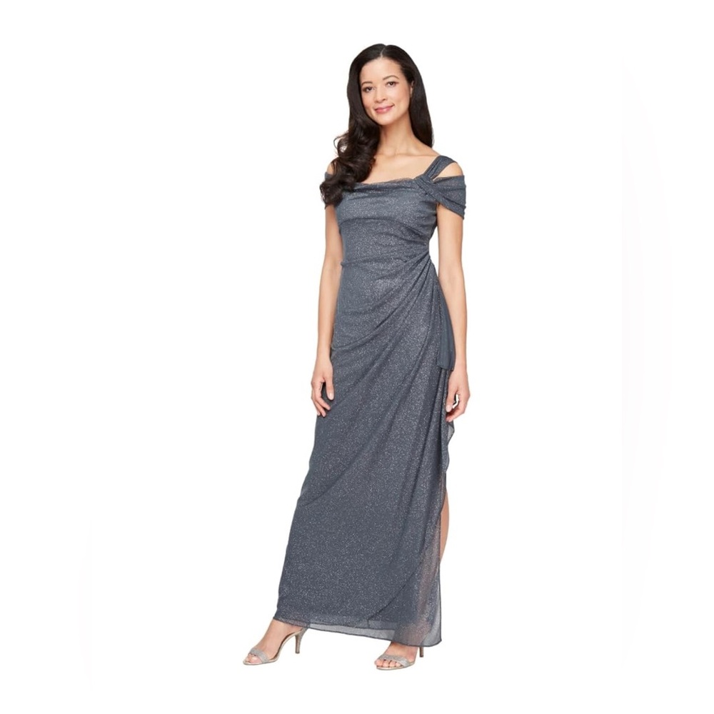 Alex Evenings Women's Long Cold Shoulder Dress - 8 Petite